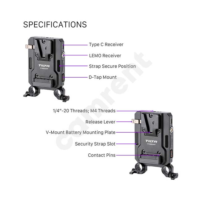 CAMRENT Tilta Mini V-mount Battery plate w-LEMO 2-pin, USB Type-C PD rent